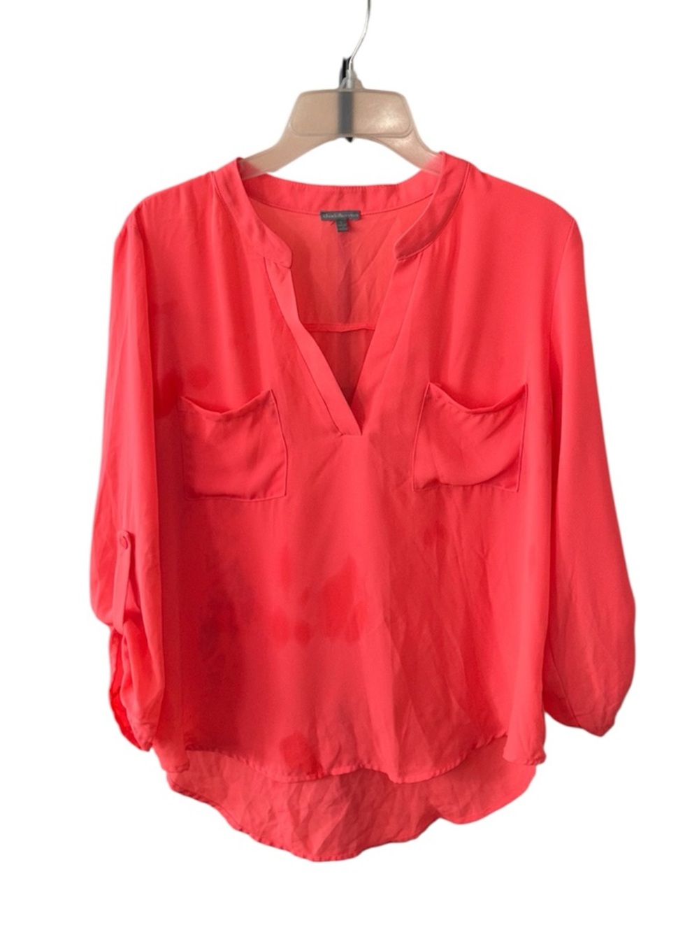 Neon Coral Chiffon Blouse